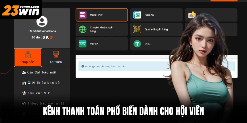Kênh thanh toán phổ biến dành cho hội viên